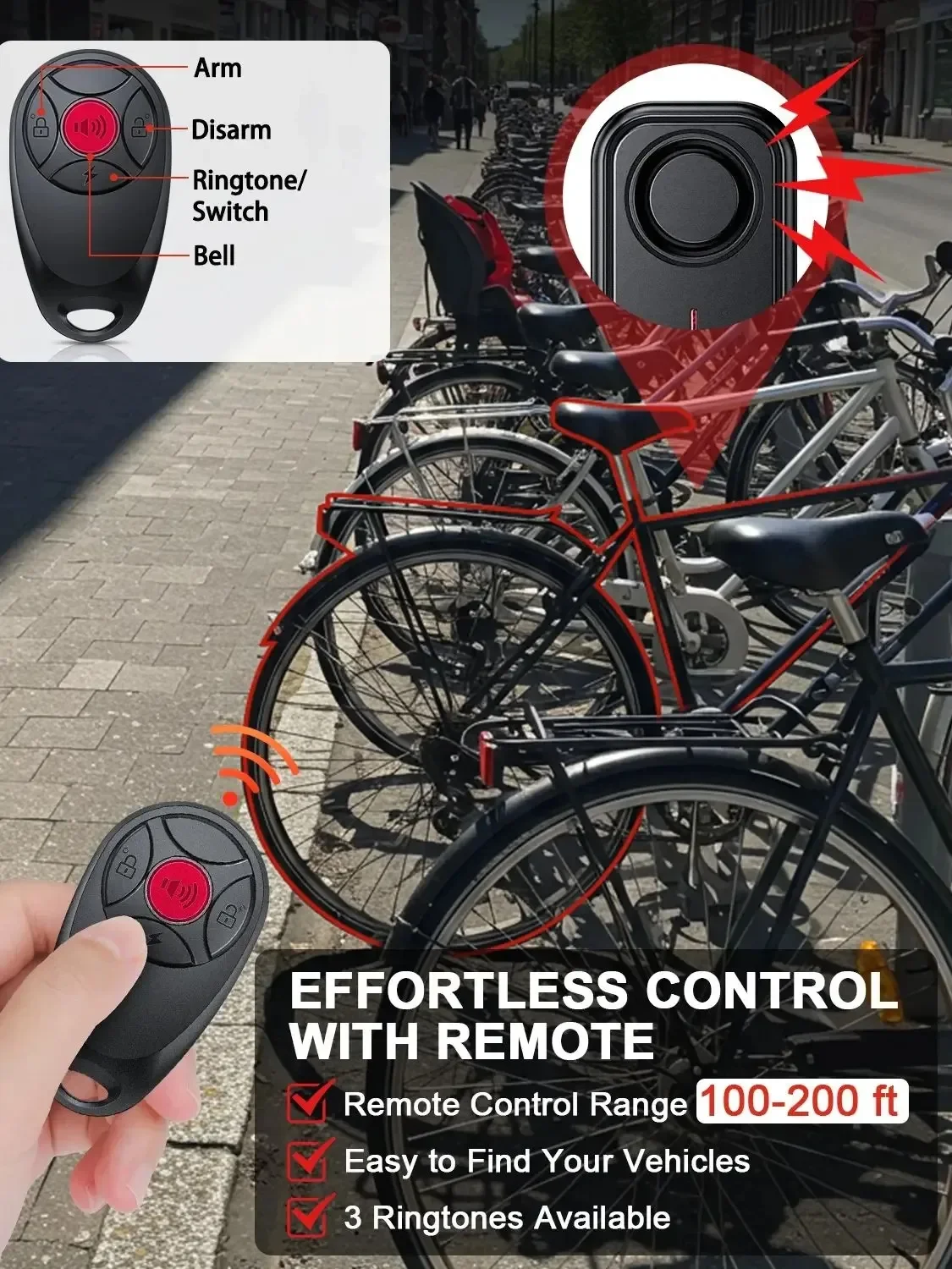Wsdcam Wireless Anti-Theft Vibration Bike Alarm Waterproof Electric Motorcycle Scooter Alarms 113dB