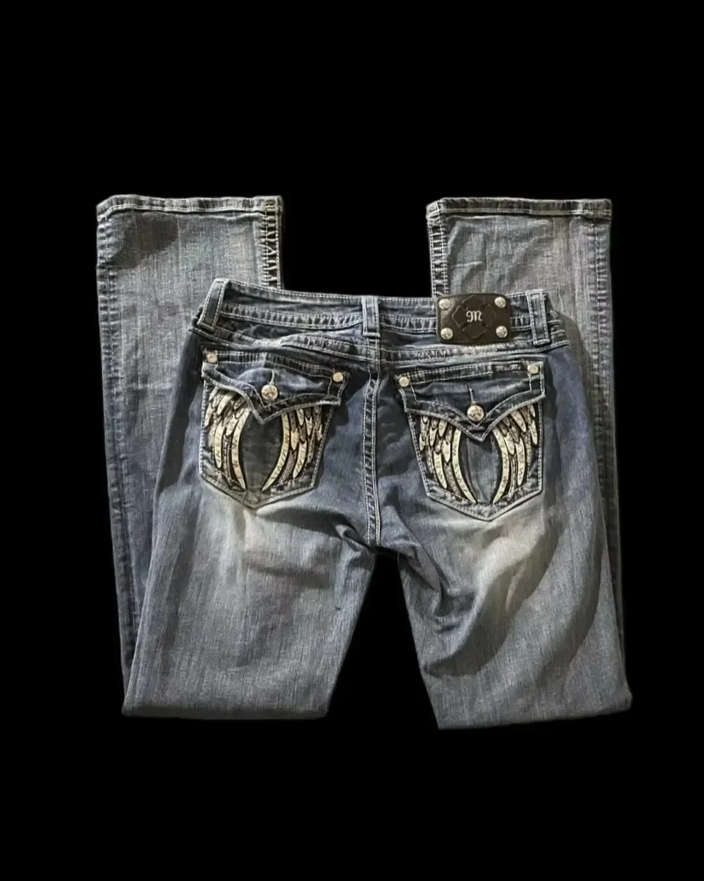 Streetwear Rhinestone Ripped Jeans Men Women Goth Punk Ripped Blue Denim Trousers Harajuku Retro Cross Graphic Patch Jeans Pants