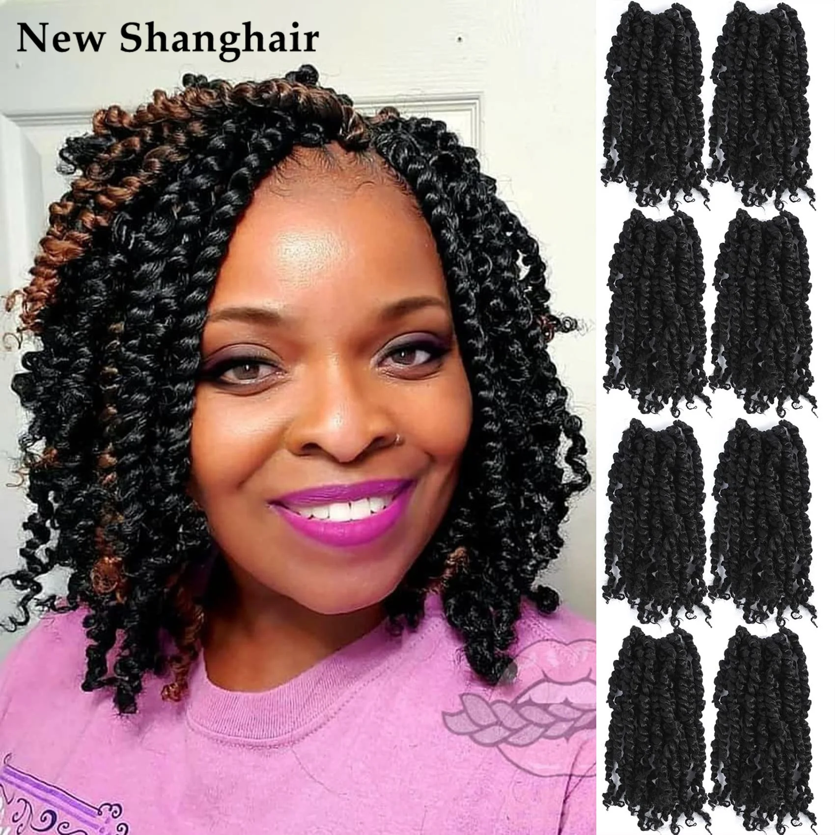 Passion Twist Crochet Hair for Black Women 24 inch Pre twisted Passion Twist Crochet Synthetic Braiding Hair Extensions LS01