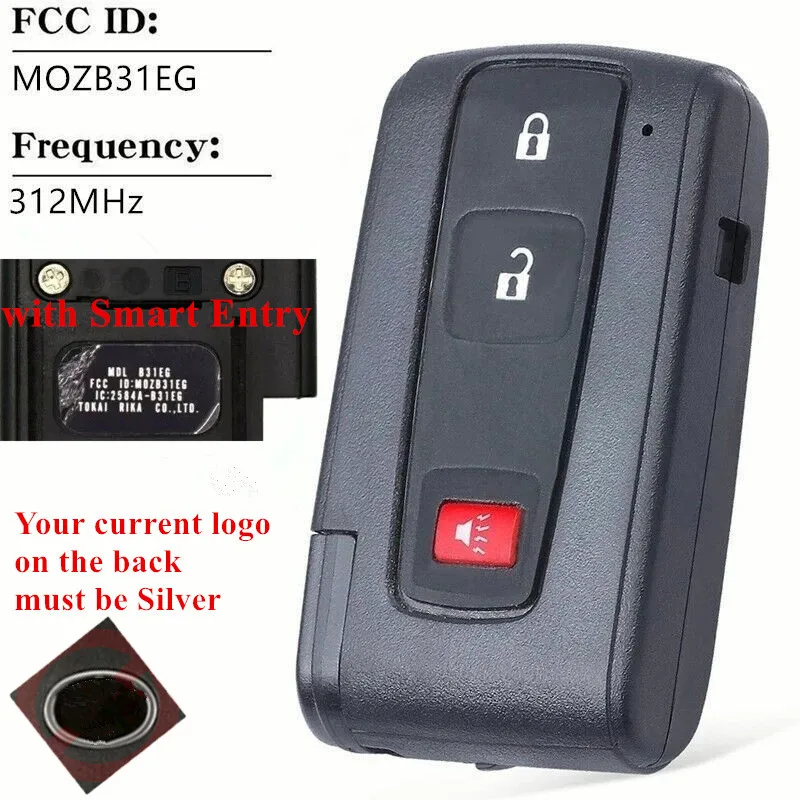OEM 2004-2009 TOYOTA PRIUS SMART KEY KEYLESS REMOTE SILVER LOGO-Read