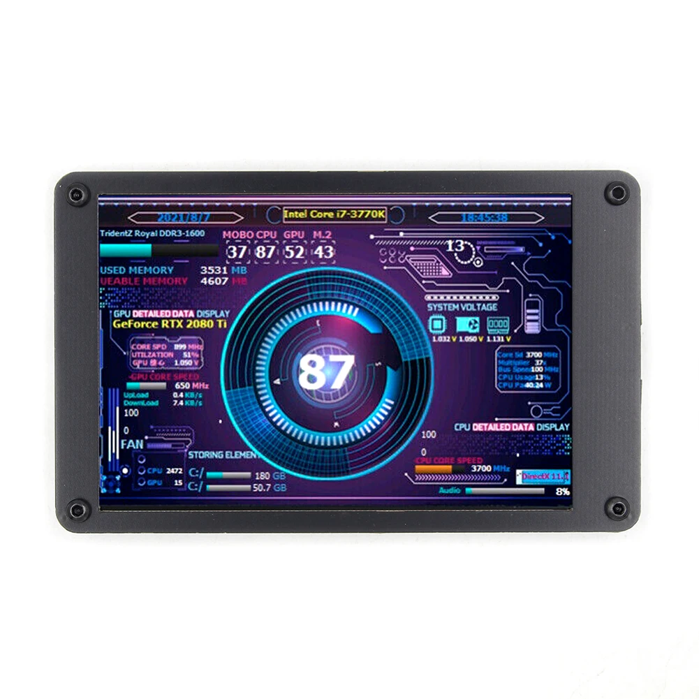 듀얼 USB 온도 모니터링 3.5인치 IPS DIY PC 디스플레이 보조 화면 CPU GPU RAM HDD 아크릴 미니 ITX 케이스 AIDA64용