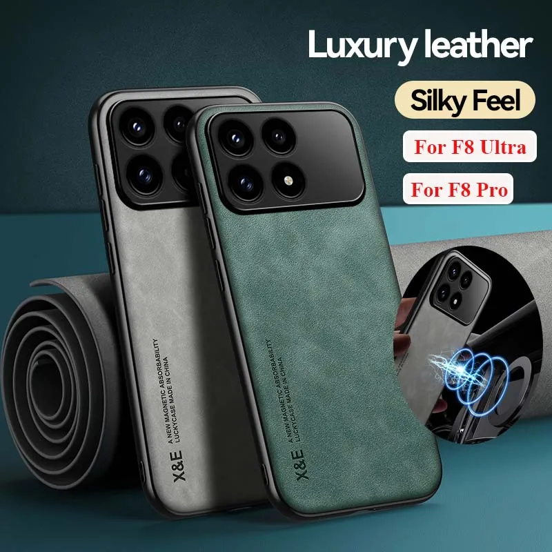 Coque de téléphone en cuir de luxe pour Xiaomi Mi POCO F8 PRO 5G fanda, sensation soyeuse, antidérapante, uni, pour POCO F8 Ultra