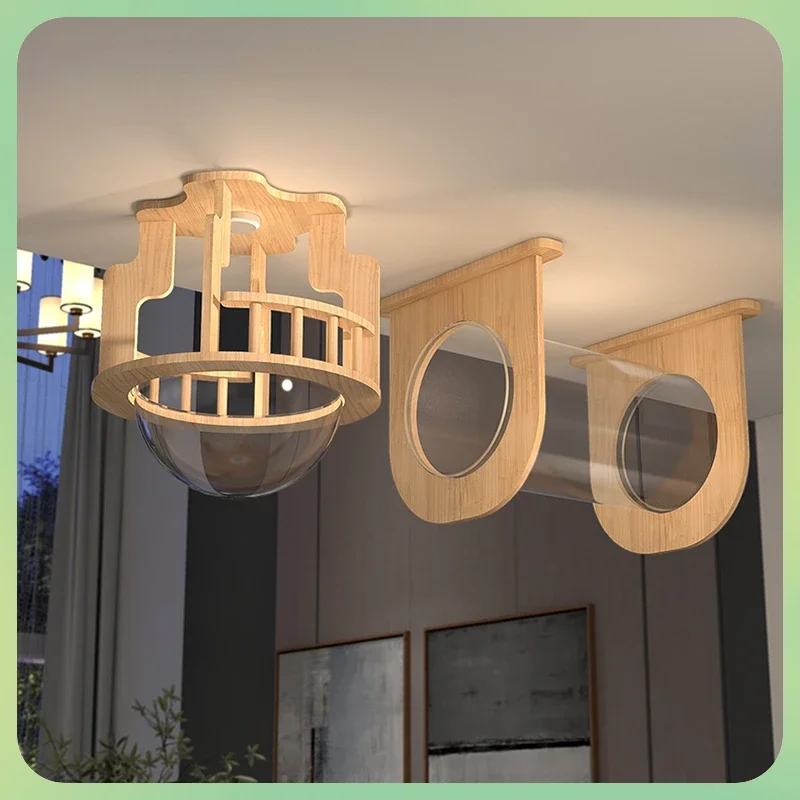 

Cute Solid Wood Wall-Mounted Cat Climbing Frame Cat Wall Space Capsule