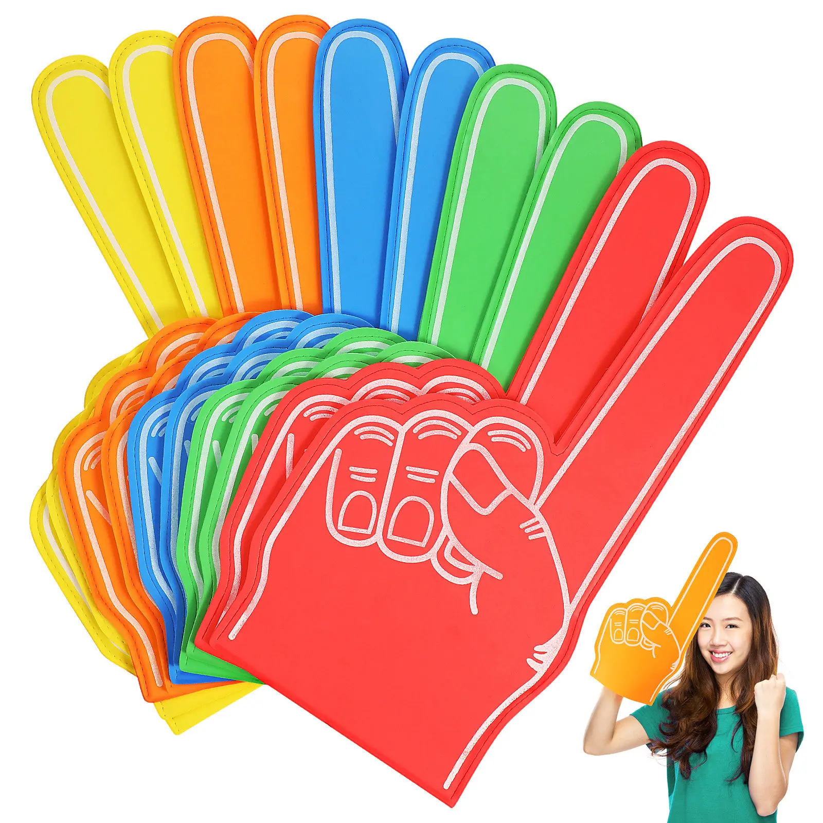 10개 대형 폼 손가락 모양 응원봉, 편안하고 가벼운 폼 손가락, 치어리딩 소품, 스포츠 파티 선물, 축구 야구 팬들을 위한