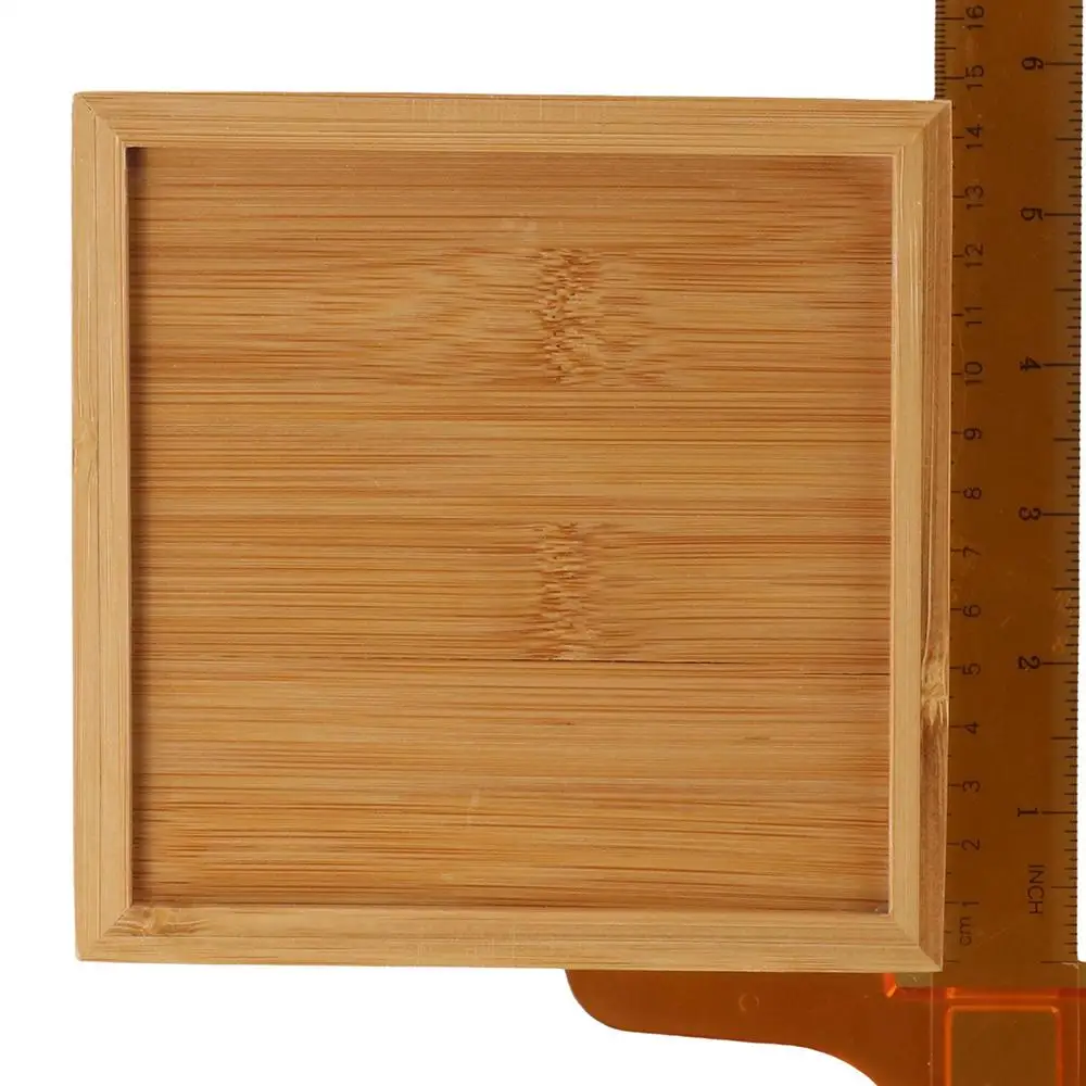 Neuer natürlicher Serviettenhalter, quadratisch, 5,5 x 5,5 x 2,75 Zoll, Tischplatte, freistehender Taschentuchspender, Bambushalter für Papierservietten – Detail 4