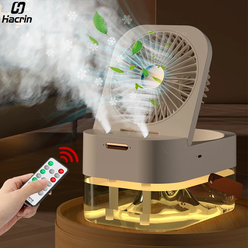 Portable Humidifier Fan Rechargeable Foldable Desktop Fan With Night