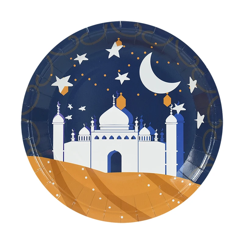 Ramadan Iftar Disposable Tableware Ramadan Paper Plates Cup Napkin