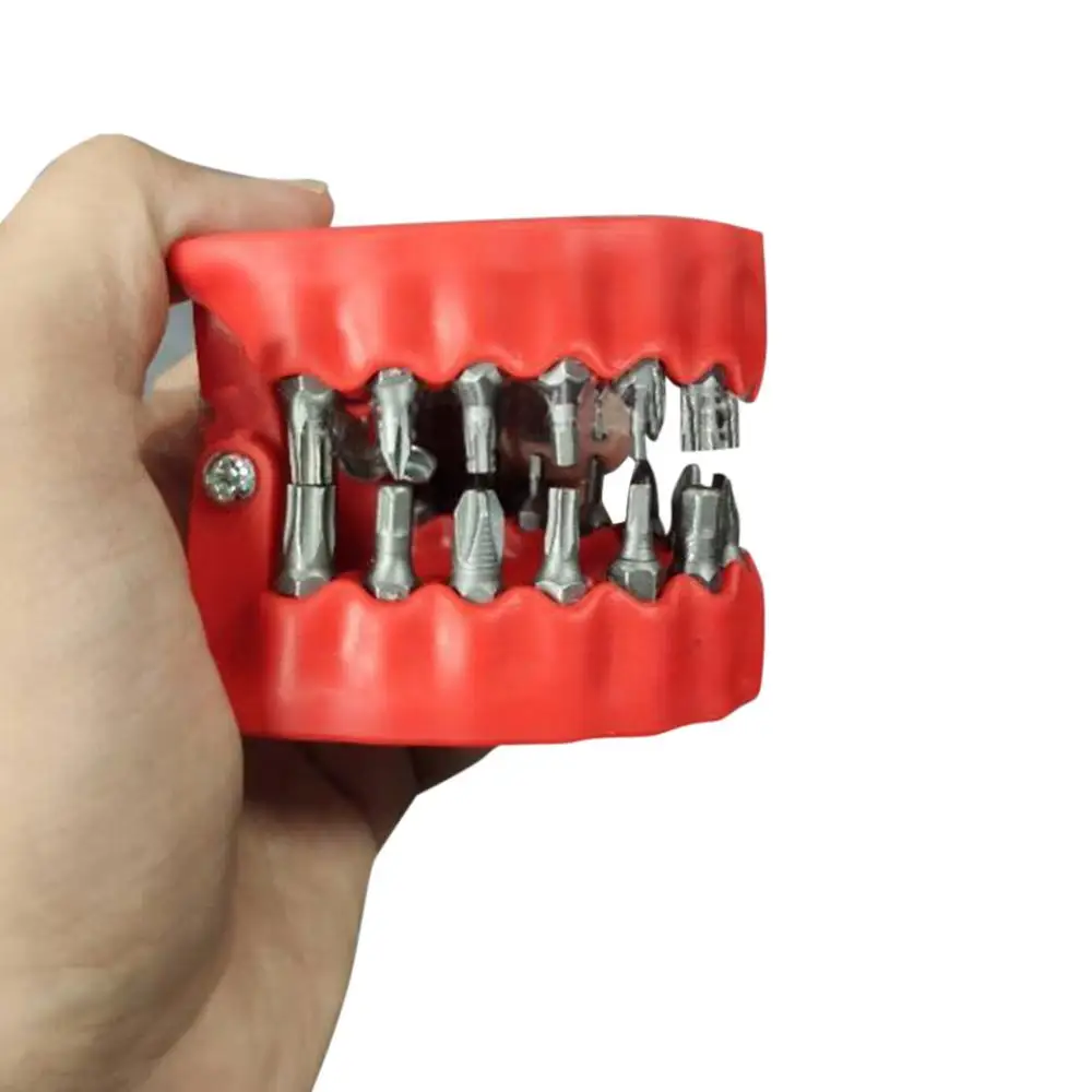 Funny Denture Drill Bit Holder Teeth Model Design Screwdriver Bit With 28 Bits Fits Denture Screwdriver Bit Support