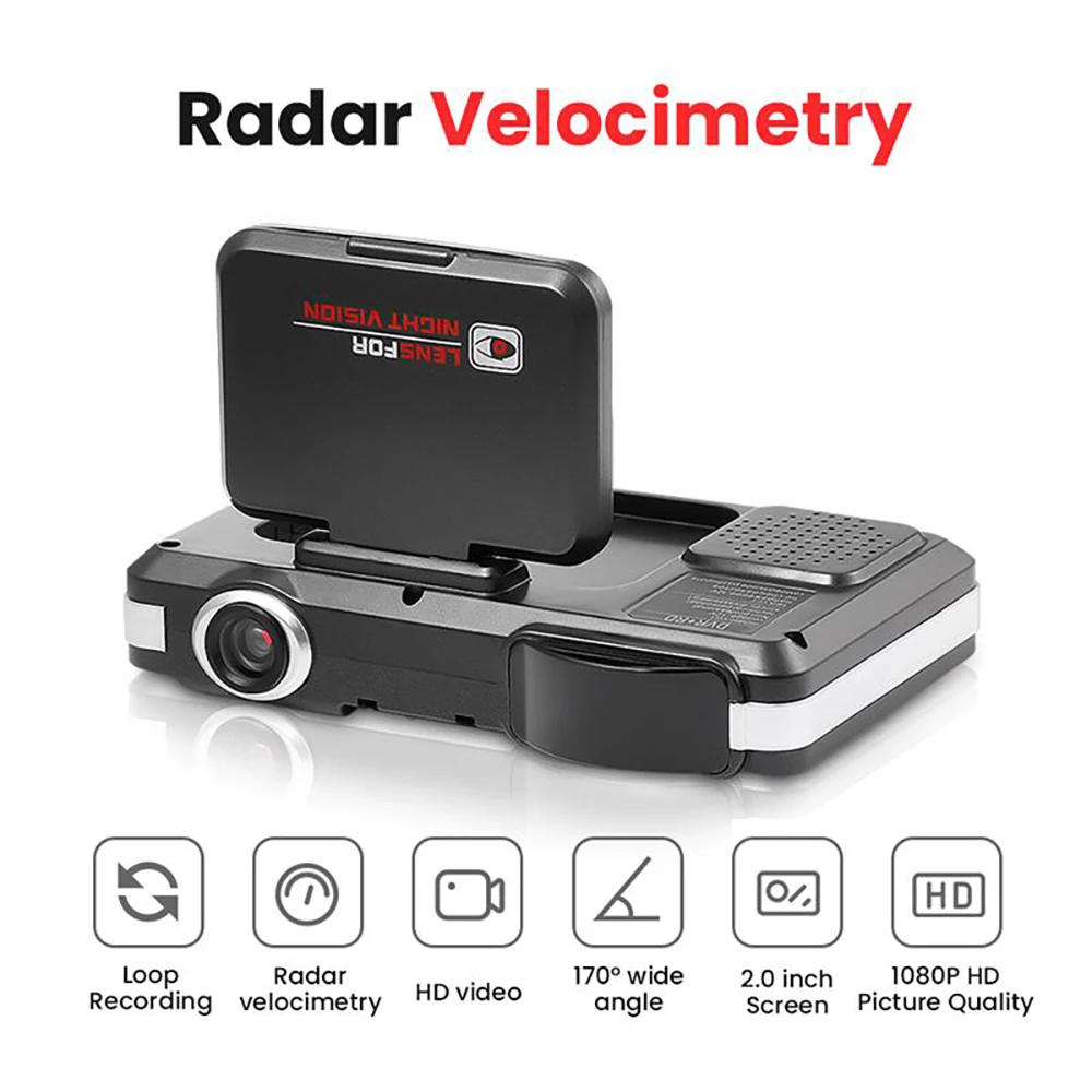 

Radar Detector Car DVR 2 In 1 Dash Cam Auto Video Recorder Full HD 1080P Car Flow Velocity Radar Speed Detector Russian Language