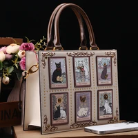 Vintage and Luxury Designer Bag with Delicate Embroidery Cat Printing Women Popular and Fashionable Tote Bag with Large Capacity 1