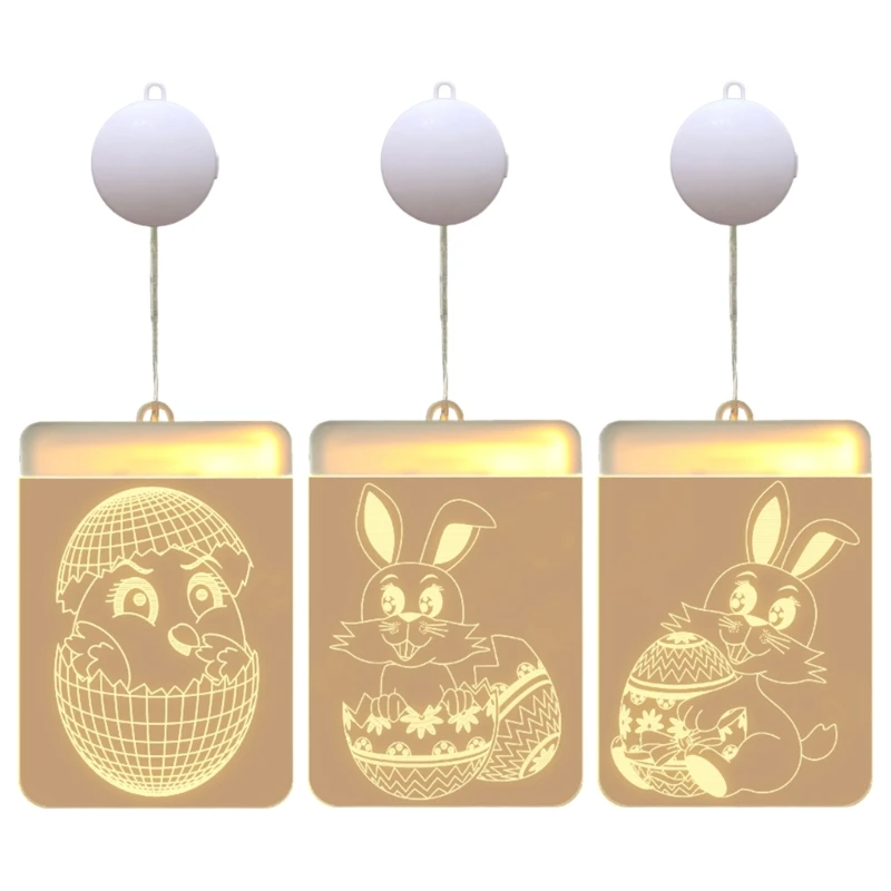 

LED Suction Cup Easter Window Lights Rabbit Themed Easter Decorative Lights DropShip