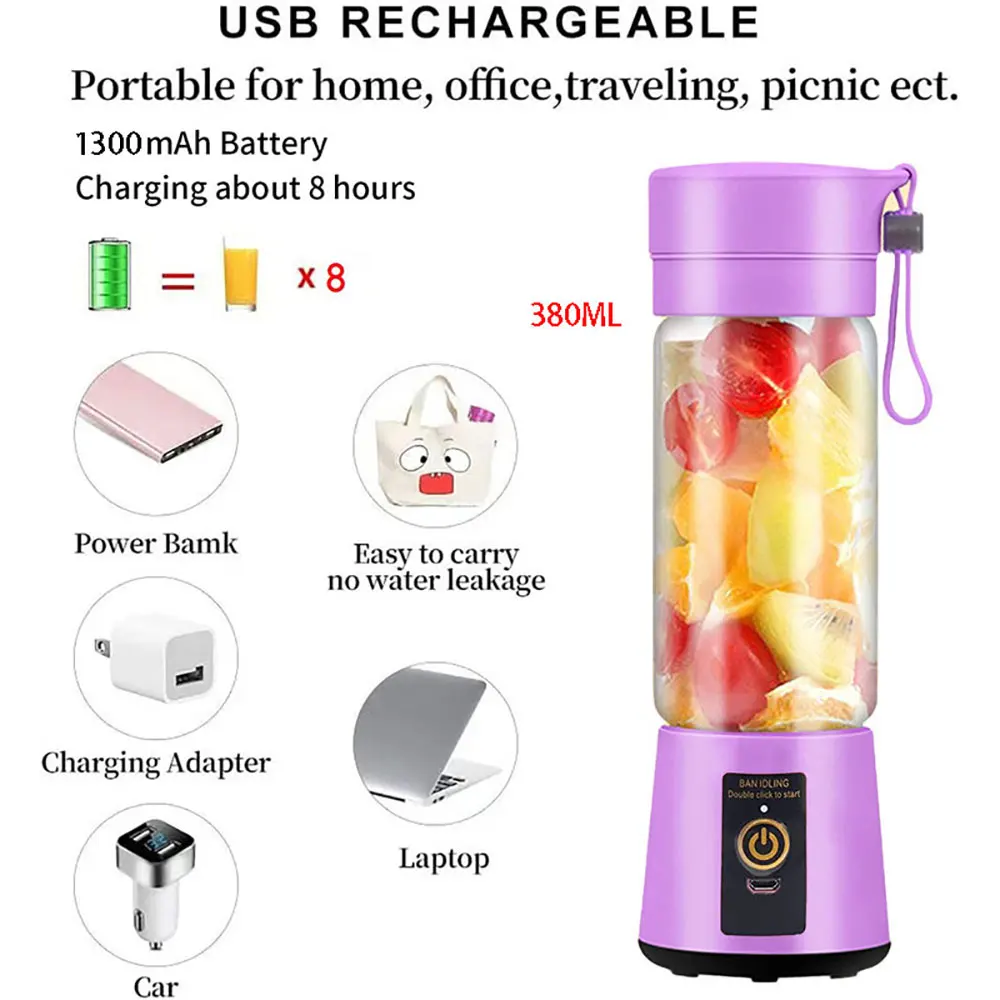 HOT Portable Electric Juicer USB Rechargeable Handheld Smoothie Blender  Fruit Mixers Milkshake Maker Machine Food Grade Material - AliExpress