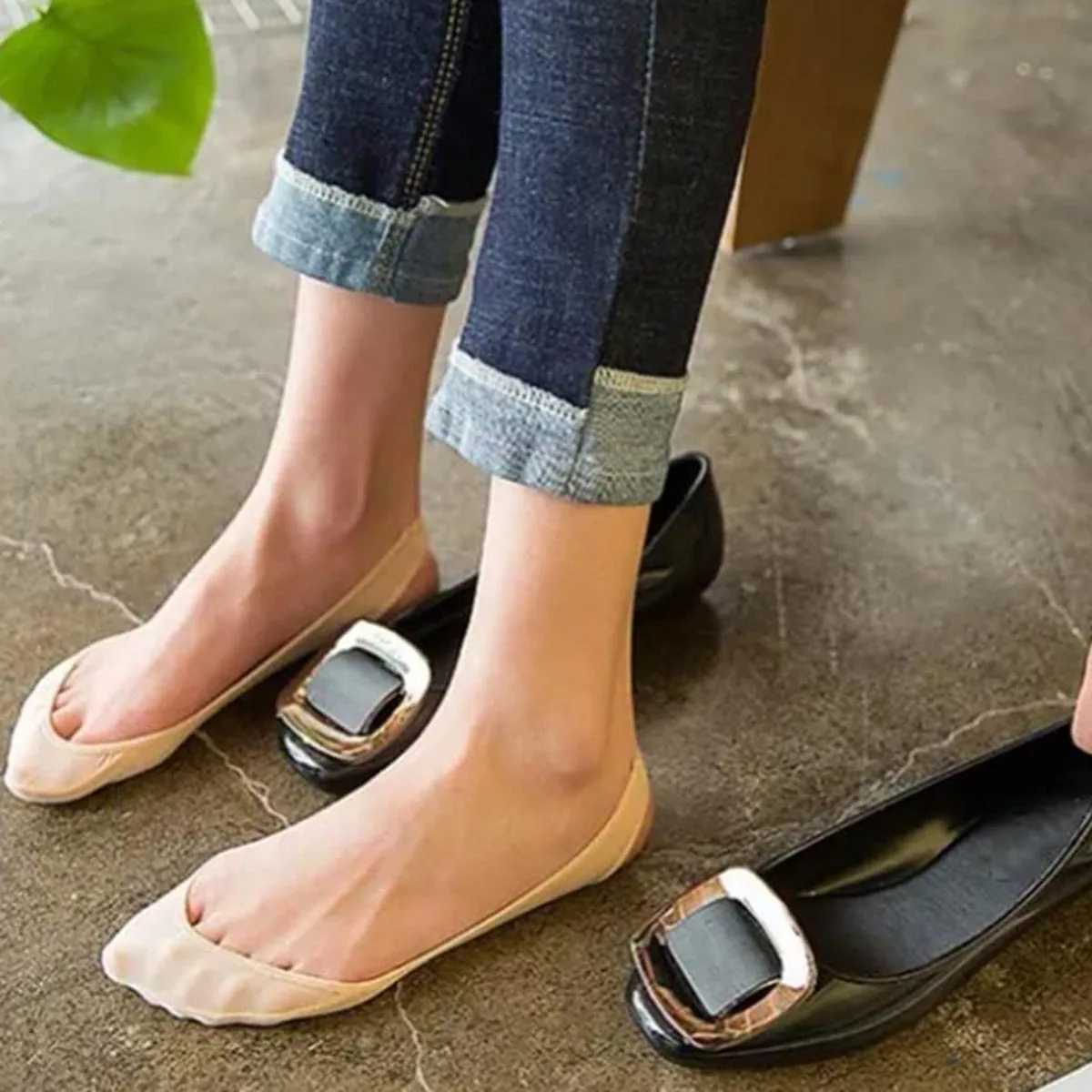 Half-foot Suspender Socks Ice Silk Boat Socks New Invisible Half-palm No-heel Not stuffy Summer Comfortable