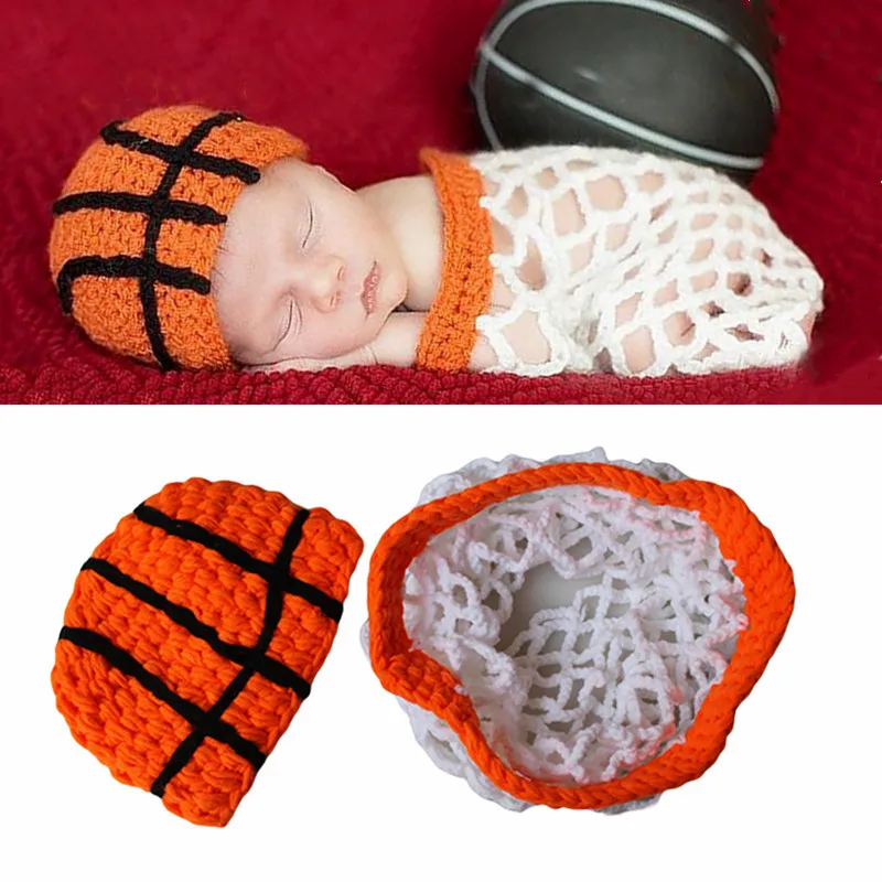 Newborn Photo Props Knit Cute Athlete Basketball Hats Cartoon Baby Boy Girl Cap Infant Shooting Photography Accessories