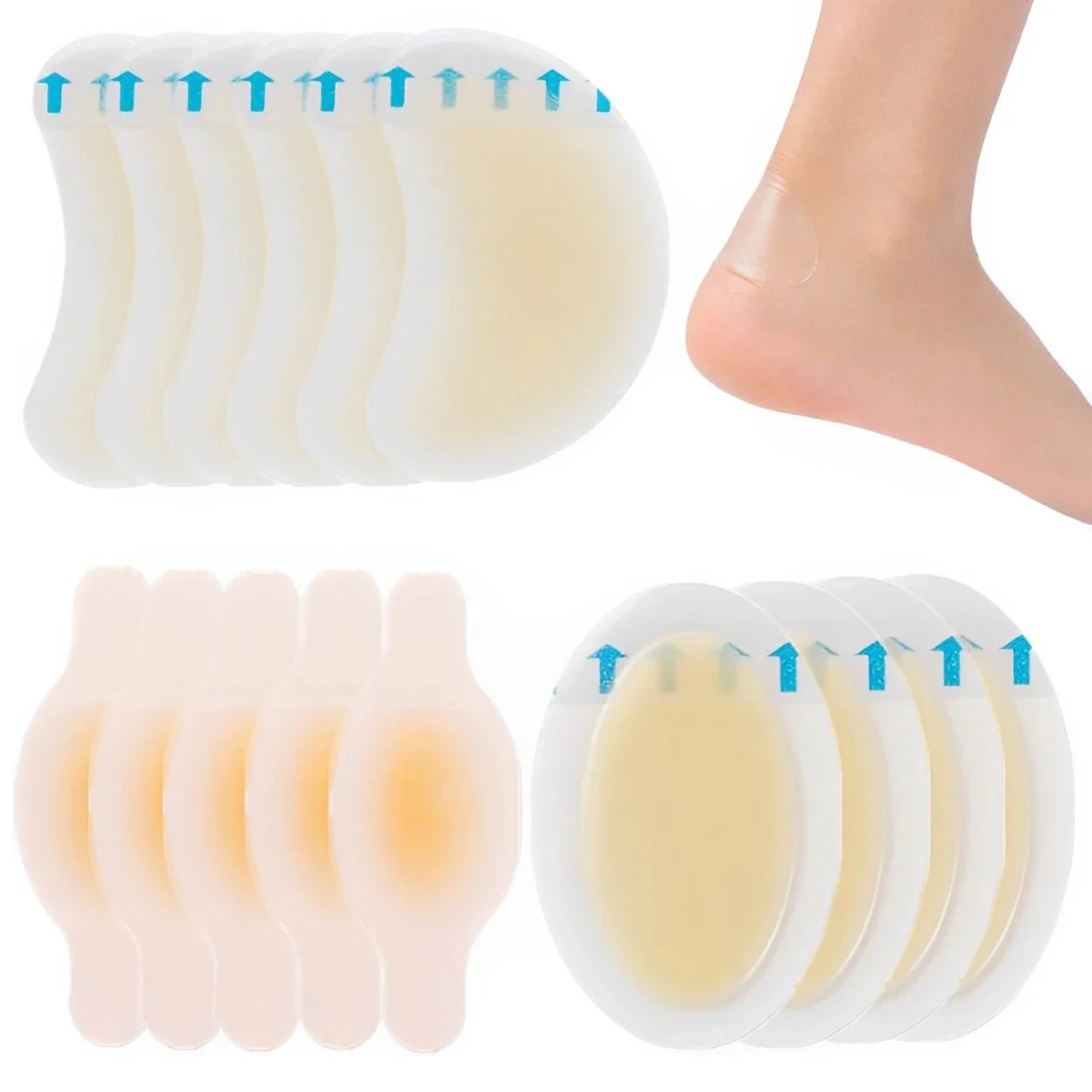 15 Pieces Blister Bandages Invisible Hydrocolloid Gel Blister Plasters Cushion Pad for Heel Foot Toe