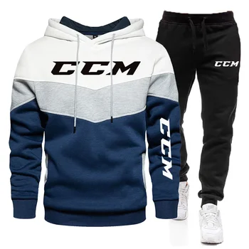 New 2022 CCM print Men Zipper felpe con cappuccio felpa + pantaloni della tuta tuta autunno inverno Warm tuta da uomo con cappuccio Outwear 1