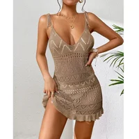 Robe de plage dos nu pour femme, robe d'été solide, document brillant, robe de plage 5