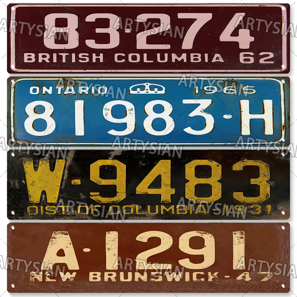 CANADA Retro Metal Sign Truck Vehicle Trailer Tractor Number Plate Ontario British Columbia New Brunswick Wall Metal Sign