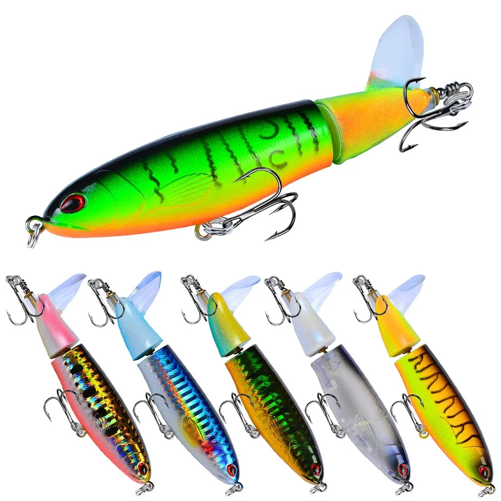 1 Pz 11Cm/14Cm Topwater Fishing Lure Whopper Popper Esca Artificiale Hard Plopper Soft Rotating Tail Fishing Tackle Fishing Bait