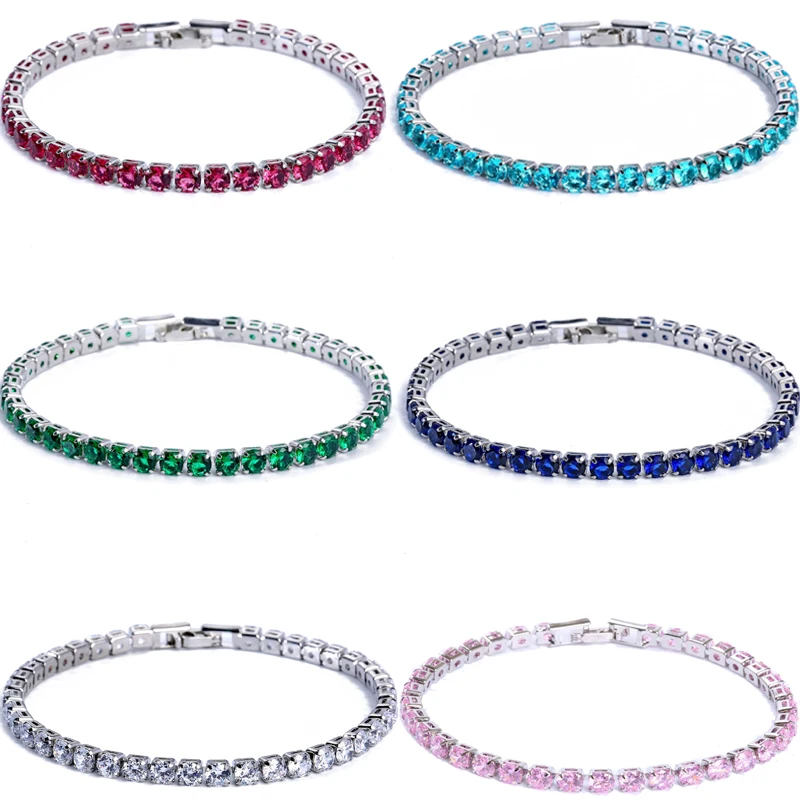 

Роскошные теннисные браслеты с фианитами, свадебный браслет со сверкающей цепочкой и кристаллами для женщин и мужчин, золотистый и серебри...