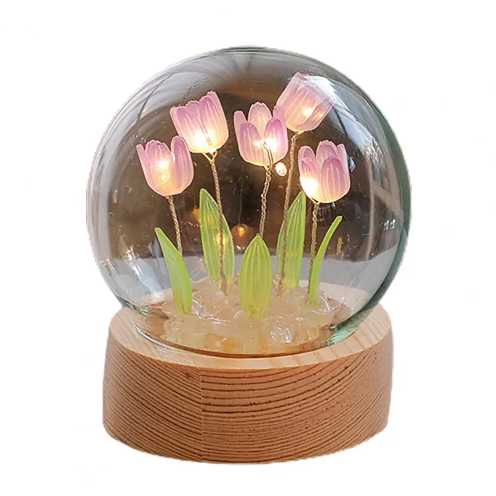 

1 Set Beautiful Shatterproof Desk Lamp Soft Lighting Light Up Tulip Flower Gift LED Night Lamp Decor Create Atmosphere