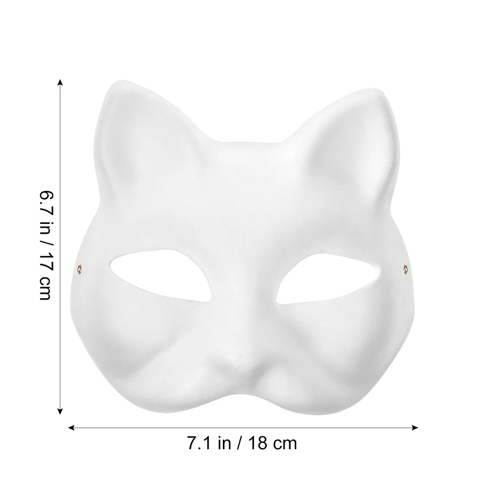 2 Pcs DIY White Paper Mask Kitsune Cat Base Animal Masks to Paint Bunny Painted Decorate Bridegroom