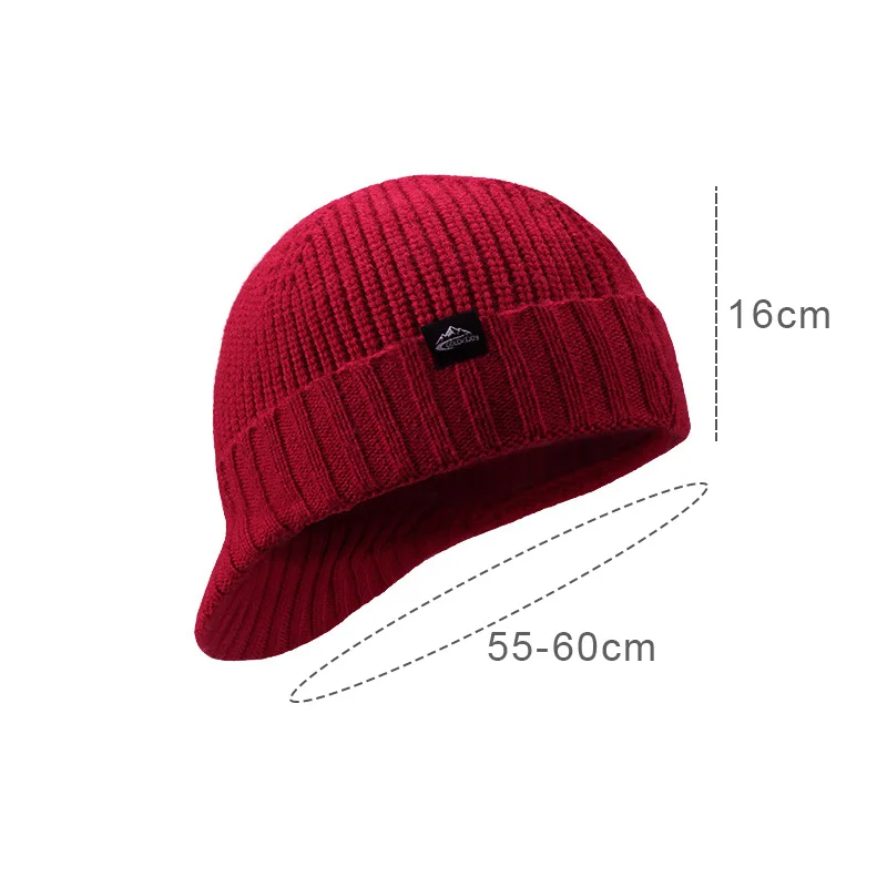 Autumn Winter Knitted Baseball Cap for Women Men Wool Short Brim Visors Fashion Keep Warm Windproof Ear Protection Knit Cold Hat 6