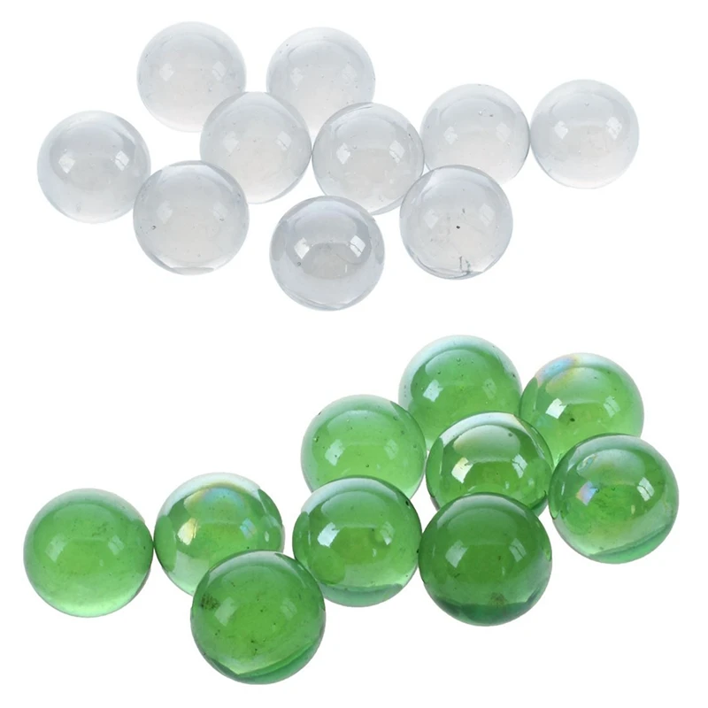 

10 Pcs Marbles 16Mm Glass Marbles Knicker Glass Balls Decoration Color Nuggets Toy Transparent & Green(2 Set)