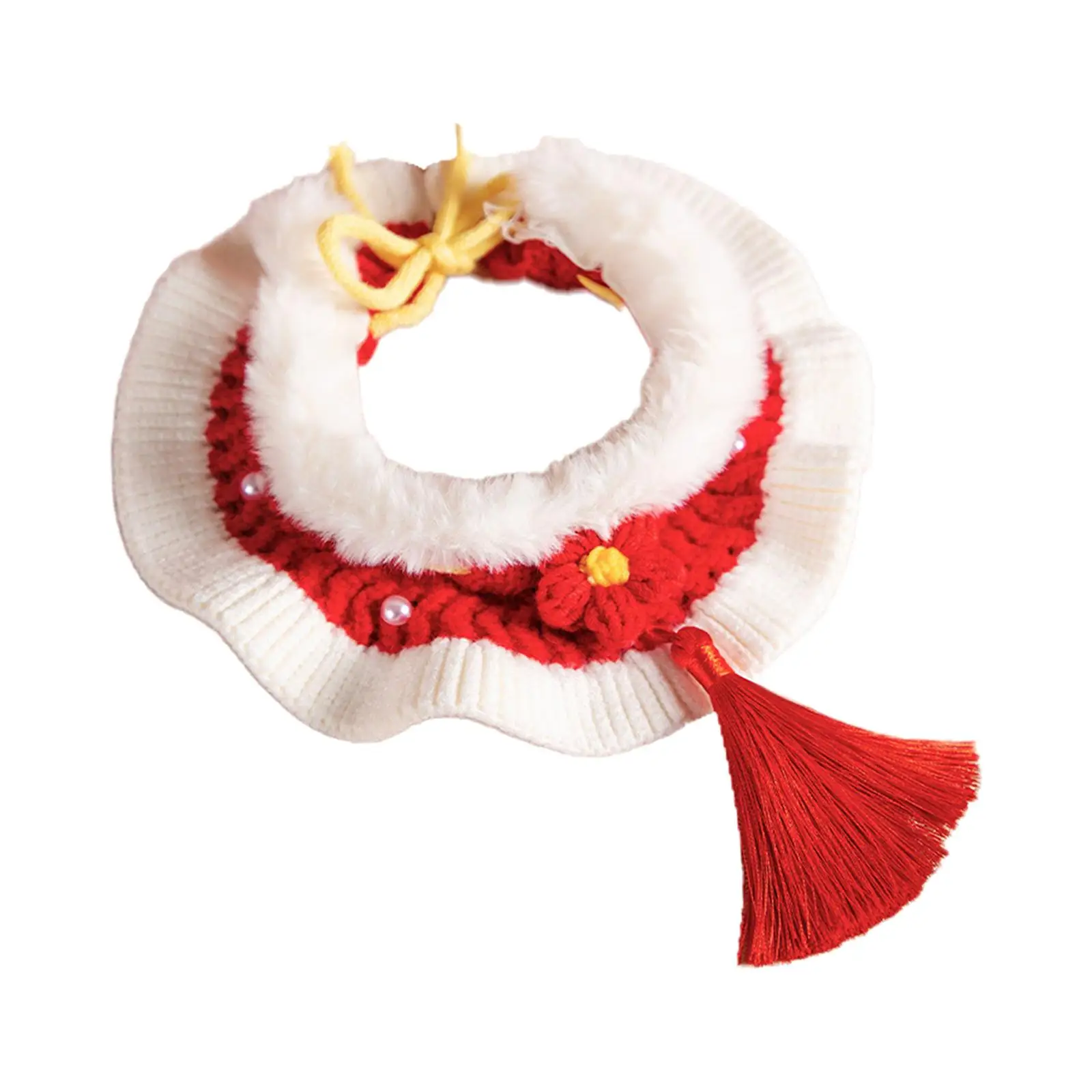 Knitting Cat Collar Chinese New Year Gift Decorative Outfit Handmade Knit Pet Scarf for Puppy Kitten Kitty Small Dog Pet Supply