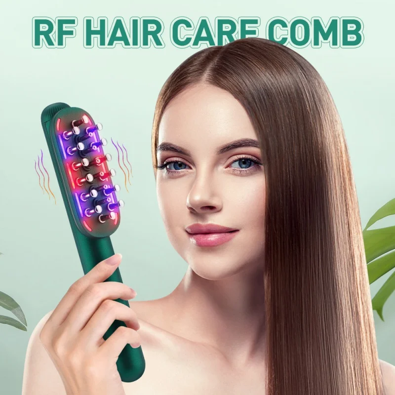 RF Radio Frequency Hair Comb Smart Color Light Vibration Massage Hair Comb EMS Micro Current Hair Growth Tonic Import Comb face lifting instrument micro current face lifting red blue light face lifting v shaped vibration massage face lifting