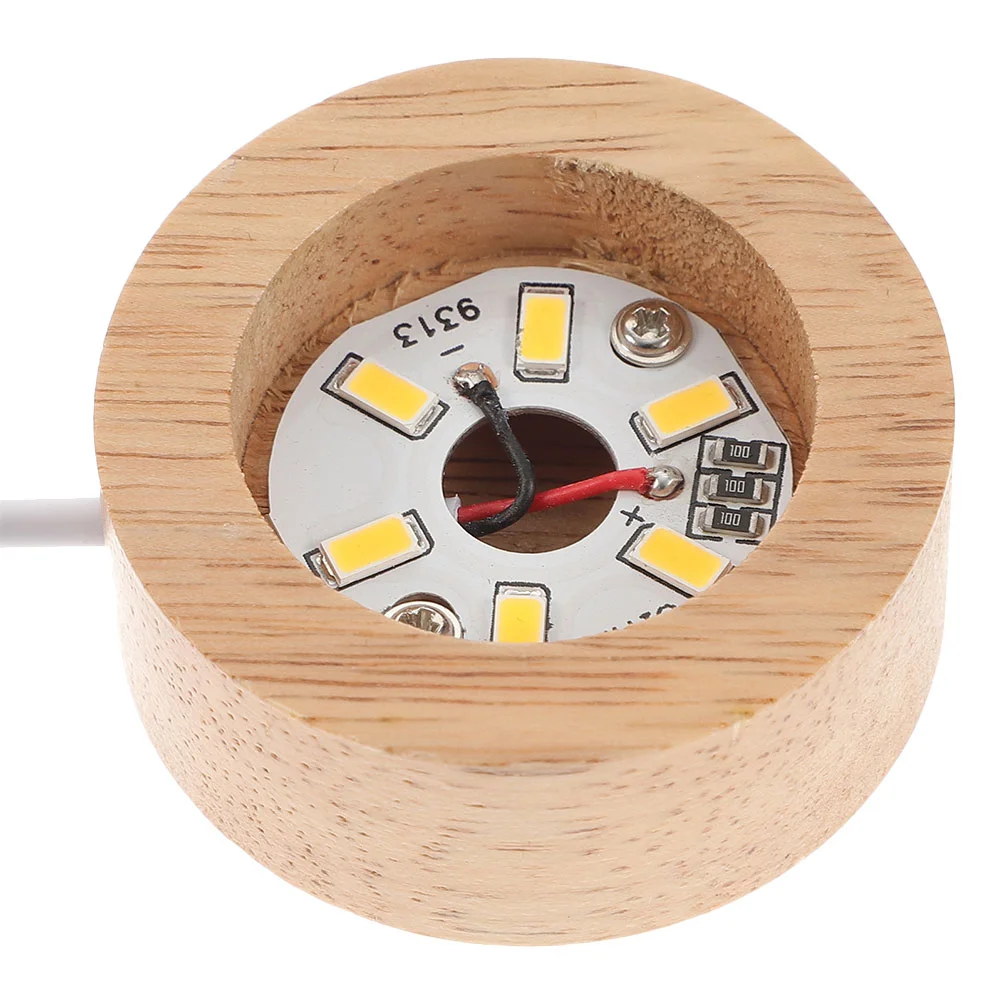 

Rubber Wood DIY Snowball Lamp Holder Nightlight Base Crystal Ball Luminous Round Base Table Lamp Chassis LED Light 2cm Thick 6cm