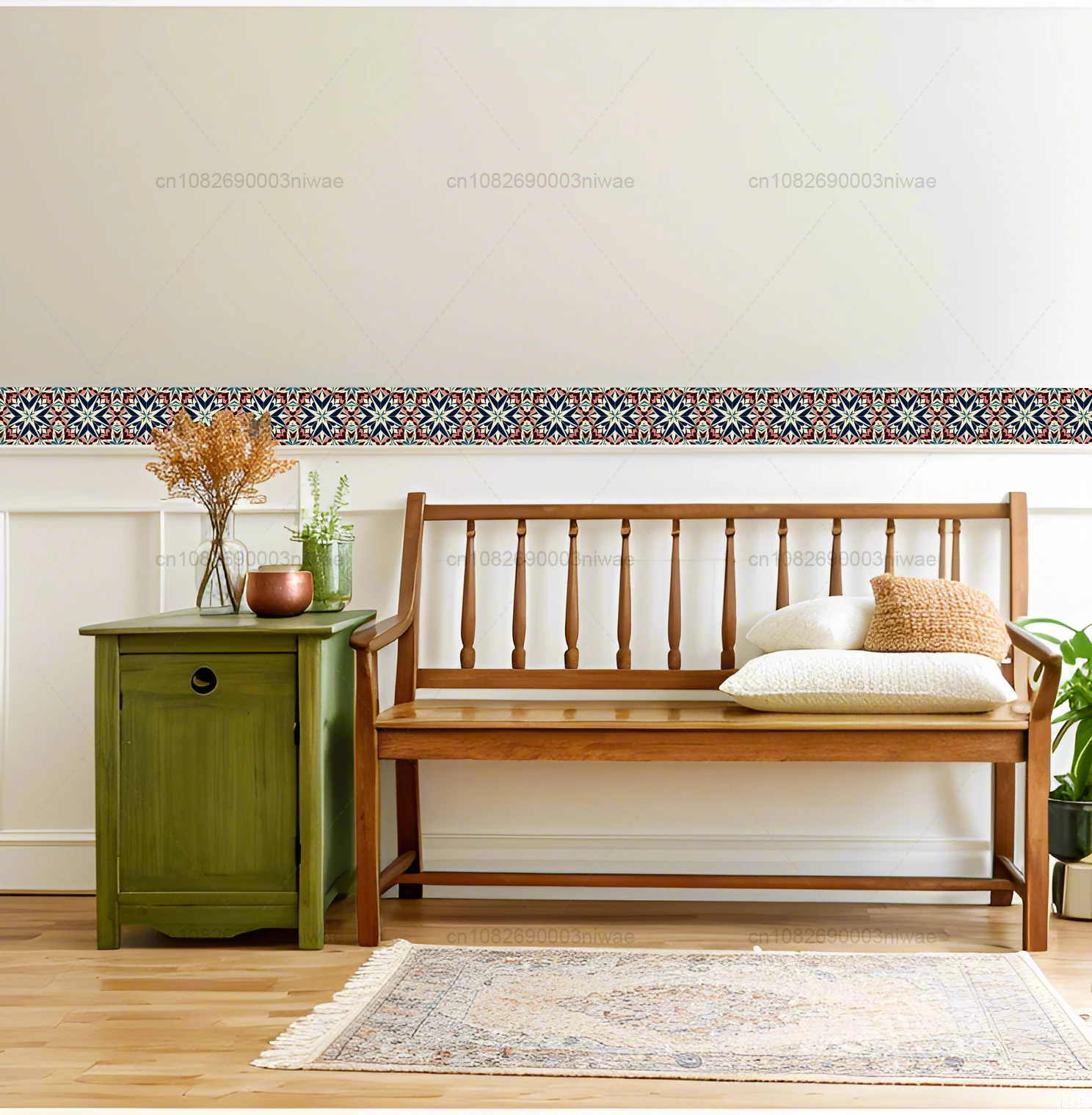 Wall Stickers Self-Adhesive Corner Line Tile Stickers Wall Border Sticker DIY Kitchen Bathroom Decorative Waistline Wall Sticker