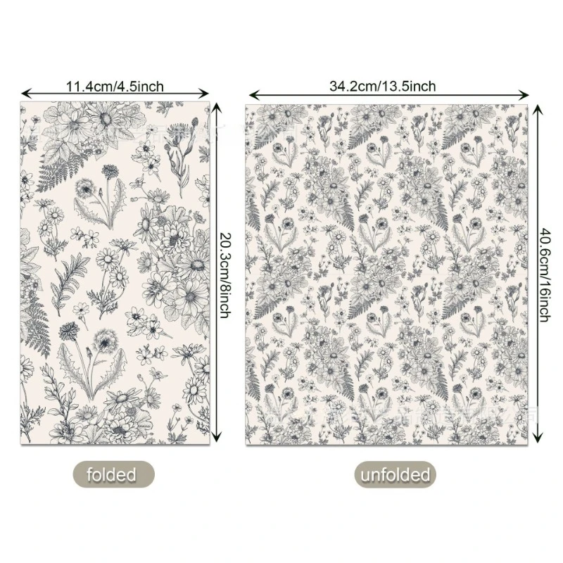 20pcs/Pac 34.2*40.6cm 2-Ply Black and White Sketch Daisy Dandelion Long Paper Napkin Party Holiday Disposable Paper Placemat