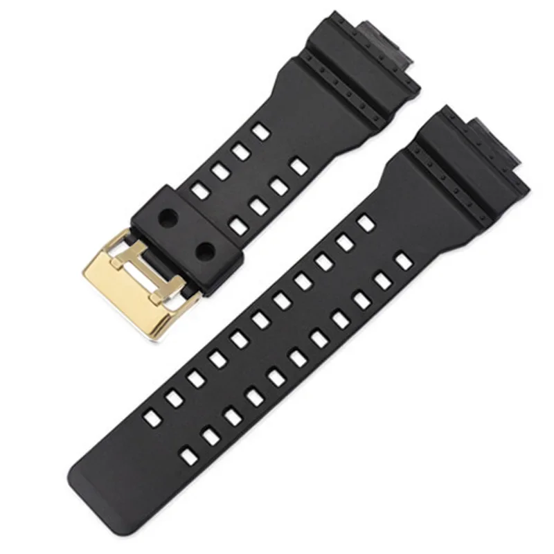 Elegant 16mm Resin Sports Watchband with Gold Buckle - Waterproof Replacement Bracelet