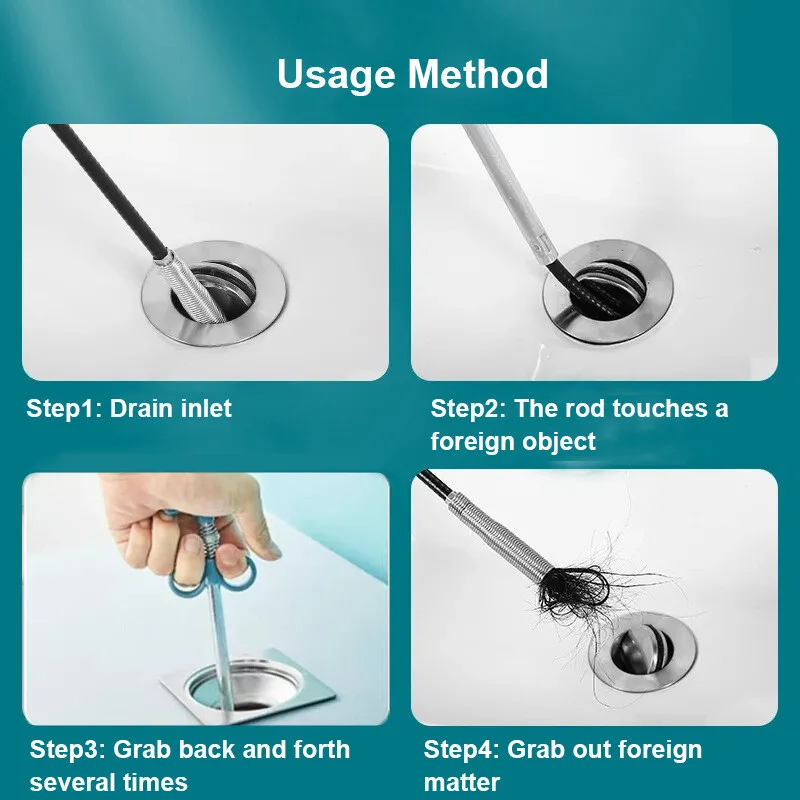 90/160/200/300cm Sewer Pipe Unblocker Snake Spring Pipe Dredging Tool Kitchen Bathroom Sewer Cleaning Tool Kitchen Accessories