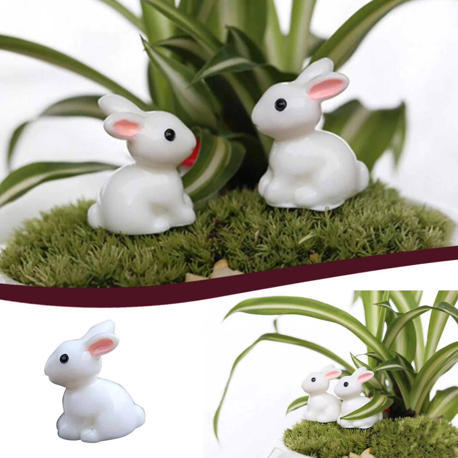 

Mini Rabbit Ornament Miniature Figures Tiny Cute Rabbit Resin Handicraft Micro Landscape Dollhouse Decoration Desktop Ornament