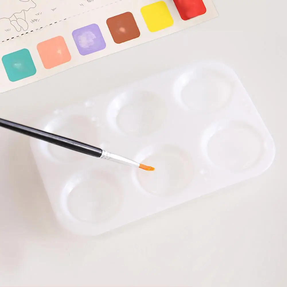 10Pcs White Plastic Paint Tray Palettes 6 Holes Thickened DIY