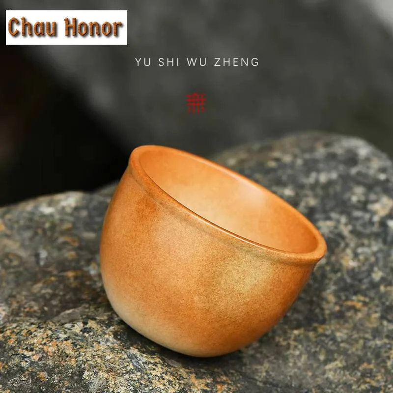 160ml Dunhuang Apsaras Drum Large Teacup Antique Soda Glaze Master Cup Zen Cultural Pu'er Tea Bowl Coffee Mugs Kung Fu Tea Set