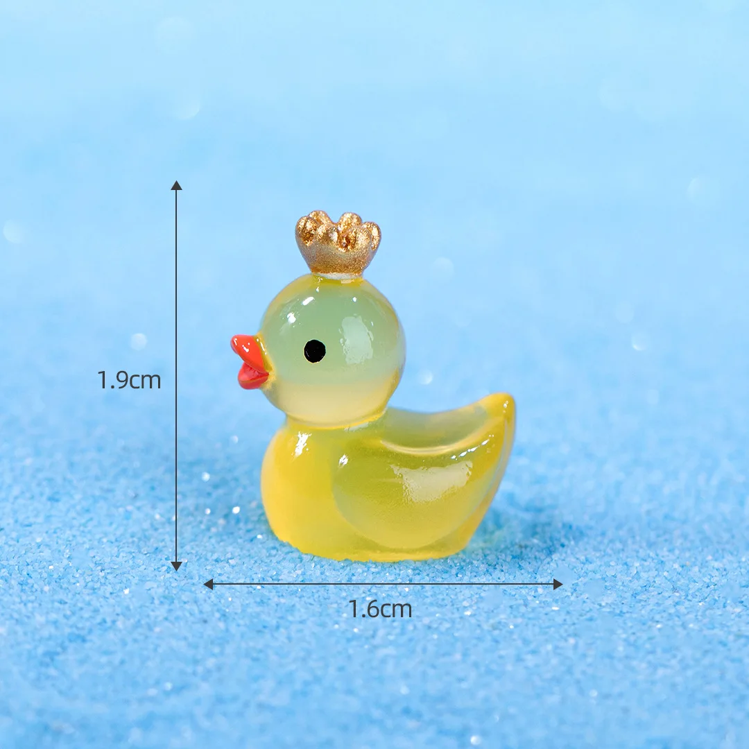 5Pcs Mini Cute Glow-in-the-dark Colorful Crown Duckling Moss Micro Landscape Ornament DIY Desktop Ornaments Resin Crafts