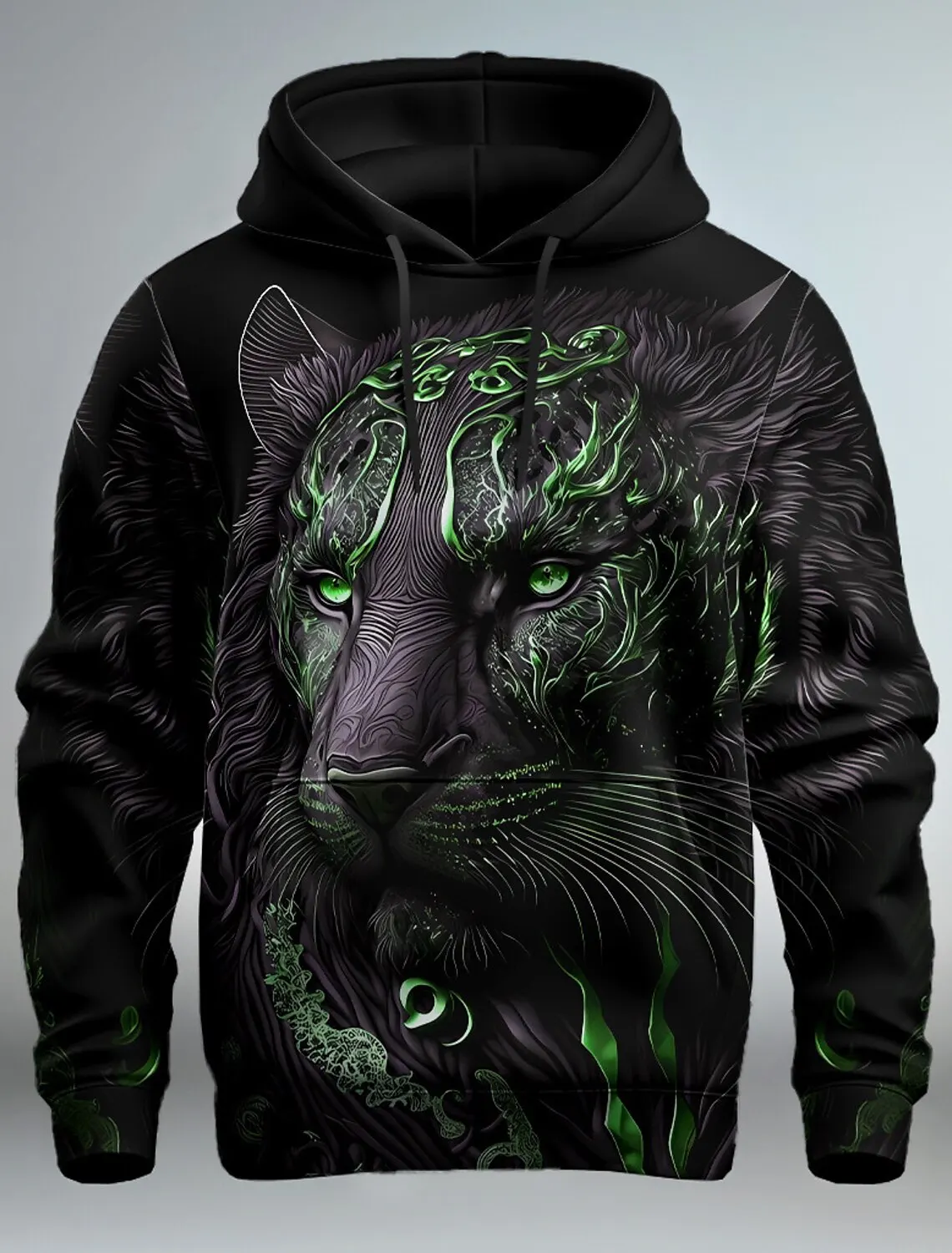 Print Hoodies Graphic Lion Men's 3D Print Hoodie Streetwear Long Sleeve Hooded Print Front Pocket Spring Sweatshirt