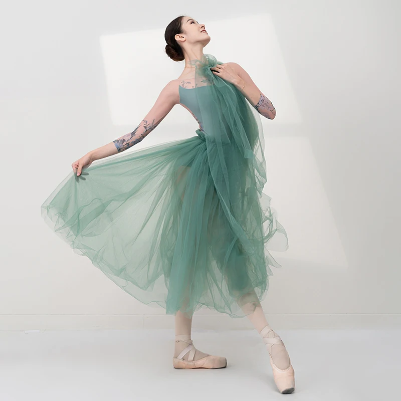 Ballet Leotard For Women\'s Mesh Splicing Flocking Burning Flower Gymnastics Leotard Sexy Swimsuit Adult Ballerina Stage Costumes