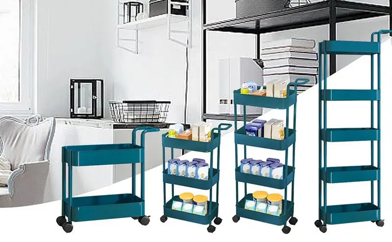 

Utility Cart on Wheels Rolling Storage Cart Practical Decorative Carts With Four Casters Utility Cart Trolley Storage Shelves