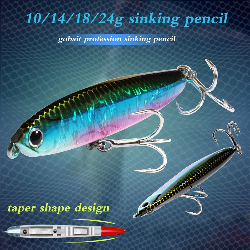 Sinking Pencil Lure 10g 14g 18g 24g Minnow Fishing Hook Steel Ball