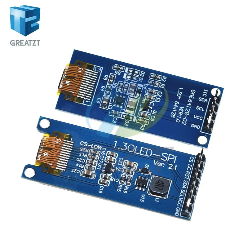 GREATZT 아두이노용 OLED 수직 스크린 모듈, 1.3 인치 OLED 디스플레이, 4 핀 7 핀 64 × 128 LCD 모듈, SH1107, 1.3 인치