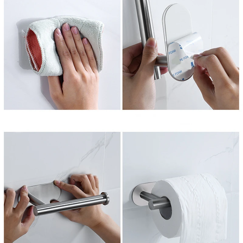 Adhesive Punch-free paper towel holder toilet paper holder toilet roll holder tissue holder Toilet Roll Paper Towel Holder Organizer Wall Mount Storage Kitchen Bathroom No Drill Tissue Dispenser