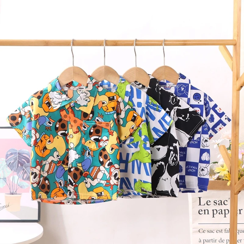 Fashion Summer Clothes Short Sleeve Tees Kids Cartoon Animal Baby Boys Girls Blouses Children Tops Shirts Toddler Tshirt 2-12Y