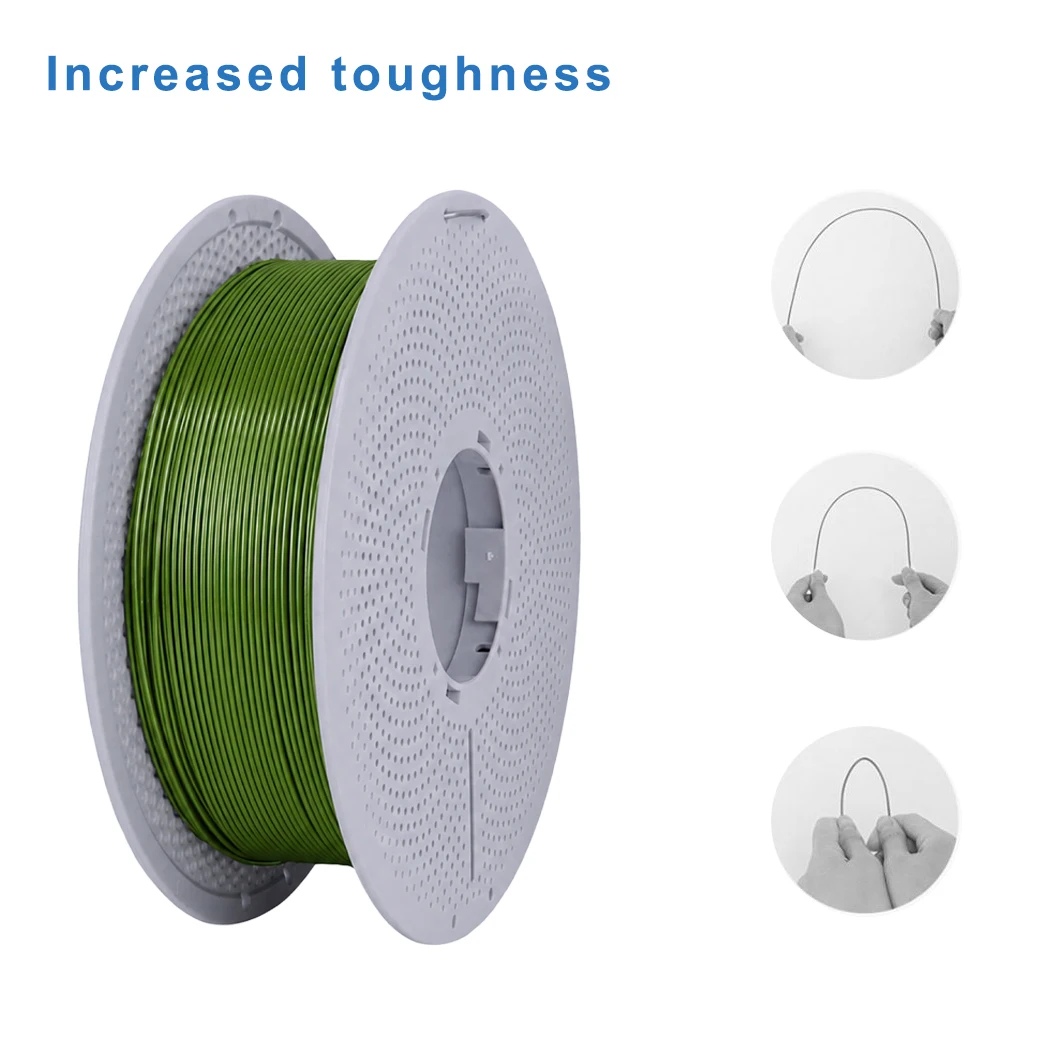 PETG 1Kg 필라멘트 1.75mm 아미 그린 색상, 초강력, 열에 강함, 무취, 1kg(2.2lbs) PETG 3D 프린터 필라멘트, 디멘시오
