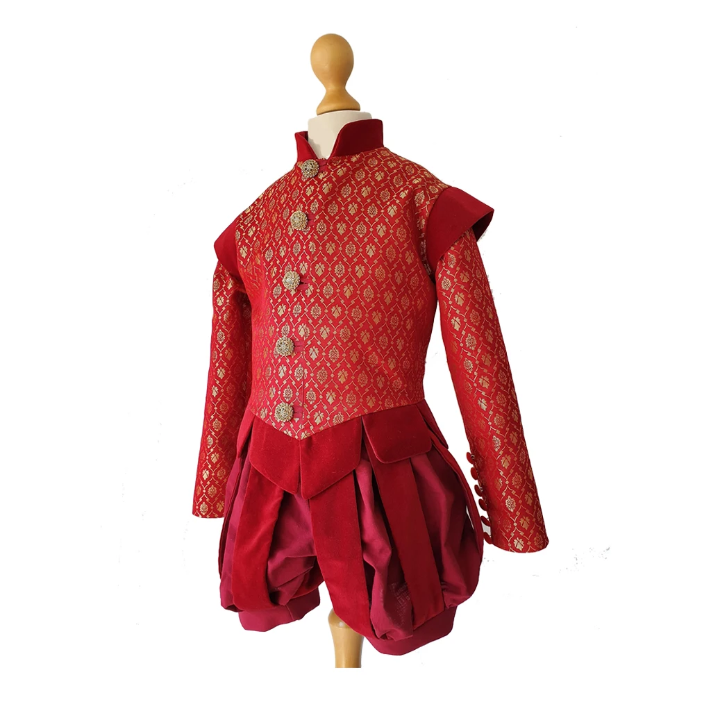 Costume Cosplay Nick Senza Testa Abiti Rossi Tudor Elisabettiano Costume Da Uomo Completo Set Tudor King Prince Cosplay Oufit Ball Bouquet