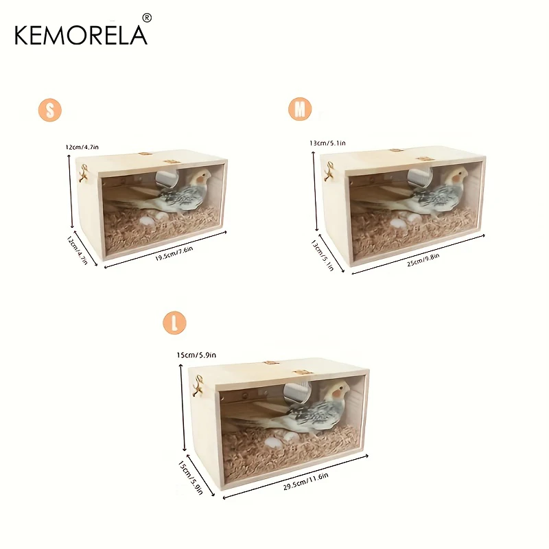 KEMORELA Wood Bird House Nest Birds Breeding Box Bird Parrot Breeding Decorative Cages Pet Accessories Home Balcony Decoration