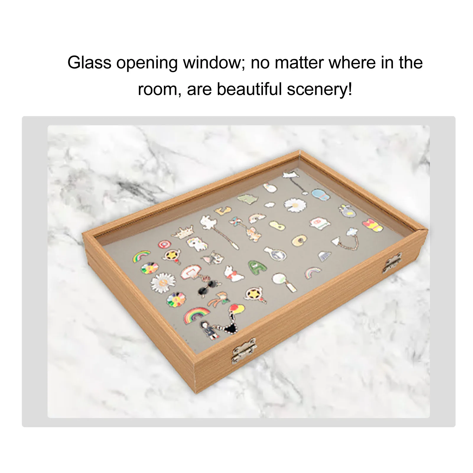 Espositore Per Spille E Medaglie – Custodia 28x20 Cm Con Coperchio Trasparente – Fodera In Velluto – Sigillato Antipolvere – Per Badge, Gioielli, Orecchini - 2